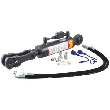 Hydraulische stabilisator (Met: Slangen) -  Kogel-Schuin Ø 22mm -  Vork Gat Ø 29x60mm - Min. Lengte: 640mm, Cylinder binnen Ø: 80mm.