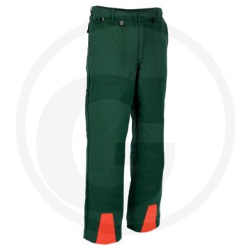 Veiligheidsbroek met snij- en zaagbescherming vorm a, klasse 1 - werkbroek, slank, eu maat 94, groen / fel oranje