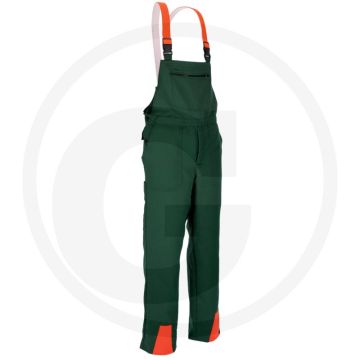 Tuinbroek met snij- en zaagbescherming c vorm a, snij- en zaagbeschermingsklasse 1 - kleur: groen / fel oranje