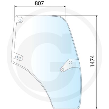 Vitre de porte droite