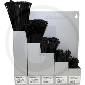 assortiment bundelbandjes compl. met wandhouder (metaal) 5-voudig