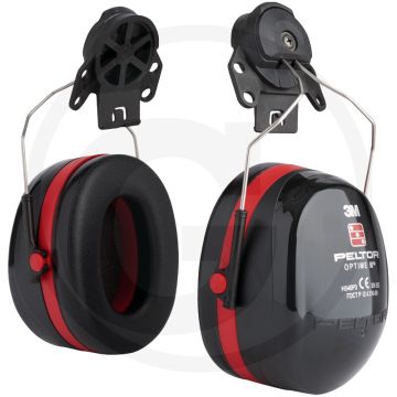 Peltor gehoorbeschermer optime iii (h540p3) - helmmontage, db 34, zwart / rood