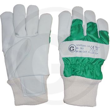 Bosbouwhandschoenen xxxl wit/groen runderleer fleece gevoerd