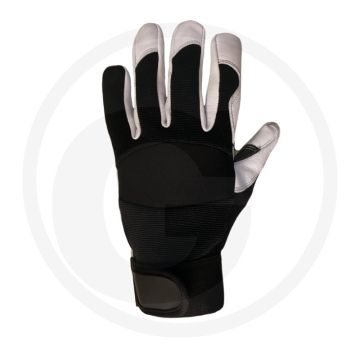 Tuiniershandschoenen work xl geitenleer zwart/wit