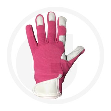 Tuinhandschoenen lady - geitenleer, maat 8, wit/roze, m