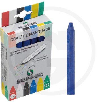 Soppec vetkrijt blauw 12 stuks voor markering op diverse oppervlakken