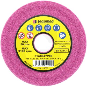 Tecomec slijpschijf voor kettingslijper - passend voor steek: 1/4", 3/8" lopro, .325" - Ø 105mm