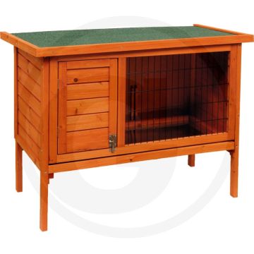 Hok voor knaagdieren - met 2 deuren, grille, bitumen dak, doorgang, gegalvaniseerde bak - 910,5 x 450 x 700 mm