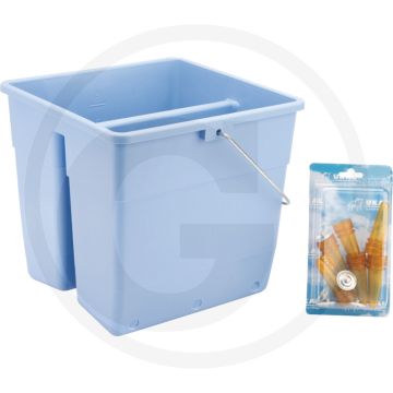 Horizont lämmertränkeeimer 11 liter, blau - 2 tanks, 3 sauger pro tank
