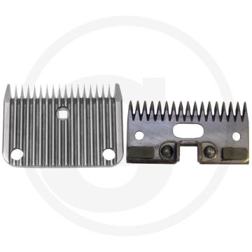Lames de rasoir horizontales pour machine à cisailler - lame inférieure rugueuse 18 dents, lame supérieure 17 dents, longueur de la lame 2,5 mm