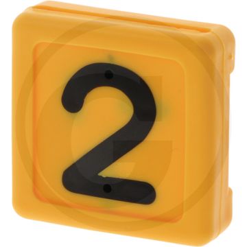 Horizont vpe10 blocknummer für halsband und halfter (rinder) - gelb, 40 x 45 mm, nummer 2, 10 stück