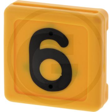 Horizont vpe10 blocknummer für halsband und halfter (rinder) - gelb, 40 x 45 mm, nummer 6 und 9