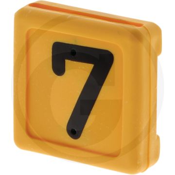 Horizont vpe10 bloknummer voor halsband en halster (vee) - oranje, 40 x 45 mm, nummer 7, 10 stuks