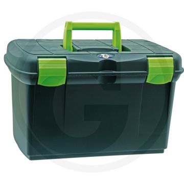 Poetskist - groen, met uitneembaar binnenstuk, verdeling, clipbevestigingen, greep