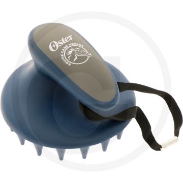 Gumminoppenstriegel grob gezahnt voor reinigen en massage, roze - geschikt voor paarden met gevoelige huid