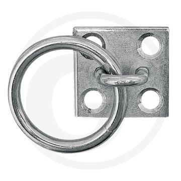 Aanbindring verzinkt, om aan de box- of stalwand te schroeven, plaat met 4 gaten - 4mm dikte