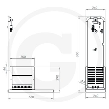 Stiefelreiniger - chassis voll edelstahl - wasserleitung - vakuum - 5 nylon-bürsten