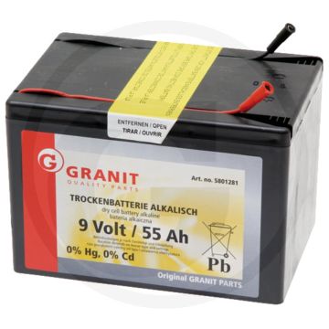 Alkaline batterij 9v/55 ah kleine behuizing - 165 x 112 x 113 mm