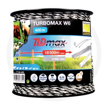 Horizont schrikdraad turbomax w6 - 400m rol, 0,12 ohm/m geleidingsvermogen