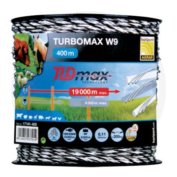 Horizont schrikdraad turbomax w9 - 400m rol, 0,11 ohm/m geleidingsvermogen