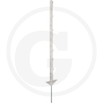 Afrasteringspaal, kunststof, wit, 105 cm, met dubbele rij stalen pennen 8 mm
