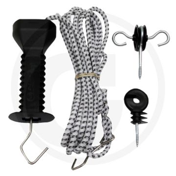 Poortgreep-set e-line 3 - 6 m lengte - set met Ø 7 mm elastisch elektrokabel, doelgreep en isolatoren