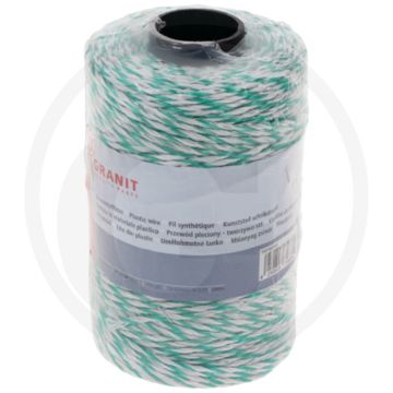 Kunststof schrikdraad 200m rol, wit/groen, 6 draden, 90kg breukbelasting