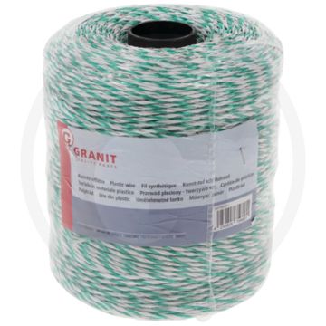 Kunststof schrikdraad 500m rol, wit/groen, 6 draden, 90kg breukbelasting