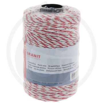 Kunststof schrikdraad 200m rol, wit/rood, 0,33 ohm/m, 7 draden, 95kg breukbelasting