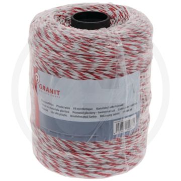 Kunststof schrikdraad 400m rol, wit/rood 7 draden 95kg breukbelasting