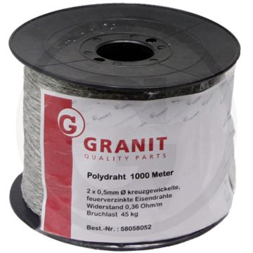 Schrikdraad 500m rol, wit, 0,36 ohm/m, 45kg breukbelasting