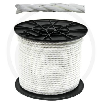 Schrikdraad 200m / 8mm pe monodraad, wit, 3,87 ohm/m, 6 draden, 800kg breukbelasting