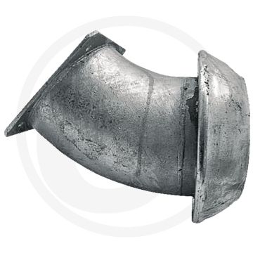 Bocht 45° v-deel 6” met flens 6" - Ø 159mm / 6" gatafstand 150x150 - staal / thermisch verzinkt