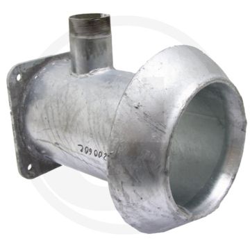 Section en V avec bride et sortie - Ø 159mm, longueur 365mm, sortie 1 1/2", espacement des trous 150x150mm