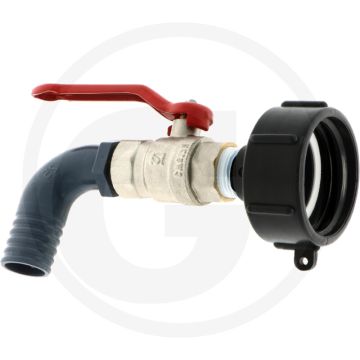 Kogelkraan met ibc-adapter s 60 x 6 en slangtule Ø 25 mm voor gebruik op ibc-containers - pvc-adapter s 60 x 6