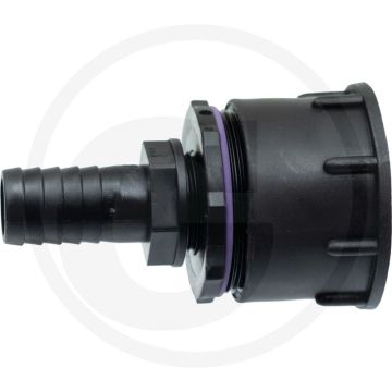 Ibc adapter s60x6, inclusief 25 mm slangtule - draad: s60x6