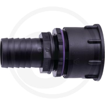 Ibc adapter s60x6 met 38 mm slangtule - draad: s60x6, slangtule-Ø: 38 mm