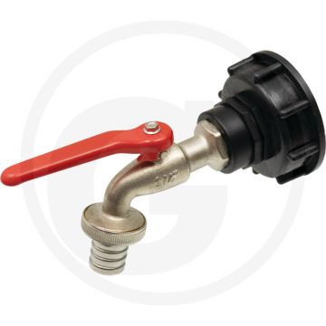 Ibc-adapter kort s60x6 inclusief messing kogelkraan 3/4", afdichting en slangtule Ø: 19 mm - uitvoering: "hobby"