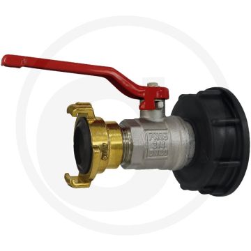 Ibc-adapter extra kort s60x6 inclusief messing kogelkraan 3/4" en geka koppeling - profi uitvoering