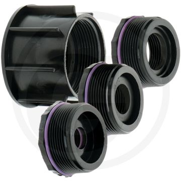 Verloopadapterset ibc - draad: s60x6, 2” binnendraad, 3/4" ig, 1" ig, 1 1/4" ig - shop-artikel