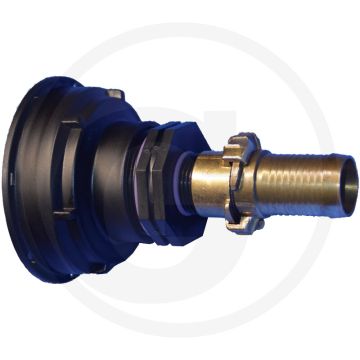 Ibc-adapter kort s100x8 met klauwkoppeling en 32 mm slangtule - draad: s100x8
