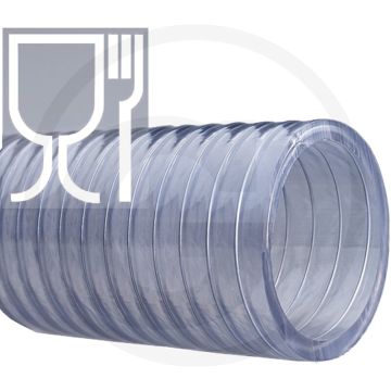 Spiraalslang - binnen-Ø 32mm, buiten-Ø 40mm, -5°c tot +65°c, levensmiddelenecht, 6 bar, pvc & verzinkt staal