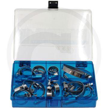 Assortiment slangklemmen uitvoering w2 (huis en band van rvs) - 18-delig
