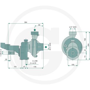 Rovatti kreiselpumpe t0-50 1:7,77 - max. opbrengst: 33 m³/h