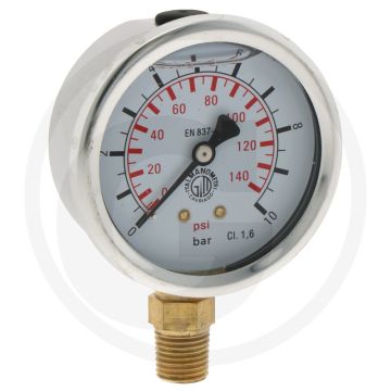 Bauer bauer manometers met conische buitendraad 1/4", Ø 63 mm, 0 - 10 bar, zwart uv-bestendig