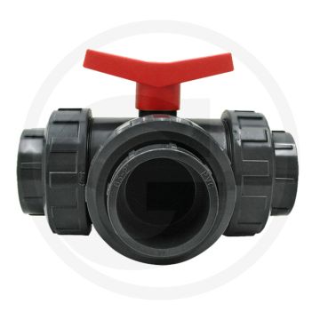 Kogelkraan met t-boring - pvc, 3-wege, Ø 20 mm