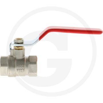 Kogelkraan 2-weg binnendraad 1/2" max. 15 bar - messing / vernikkeld - 50 mm bouwlengte
