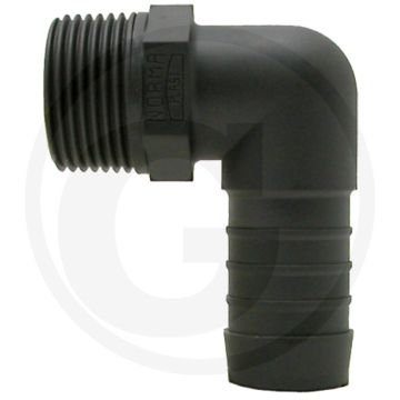 Hoek 90° - pvc, Ø 19mm, 3/4" buitendraad, l 45mm, c 19mm, h2 15mm