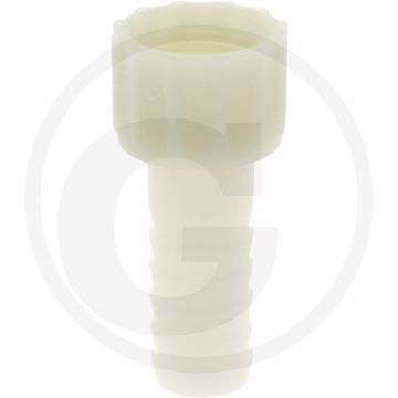 Slangtule 2 / 3 - Ø 20mm, binnendraad 3/4", pa (nylon), 16 bar, wit - a 3/4", b 20mm