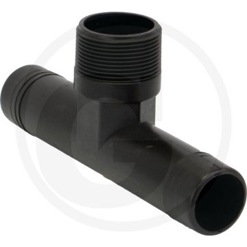 Banjo t-stuk met draad en slangaansluiting 1 1/2"